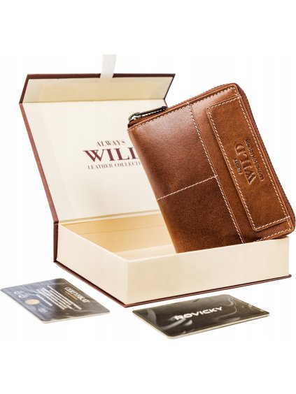 Always Wild Peněženka s ražbou a prošitím - světle hnědá A096