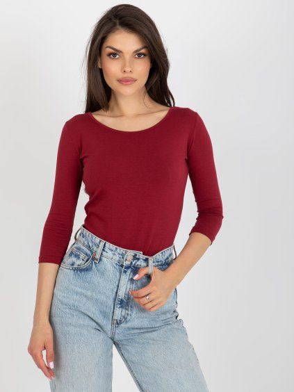 Bordó basic triko s 3/4 rukávem (Velikost XL)