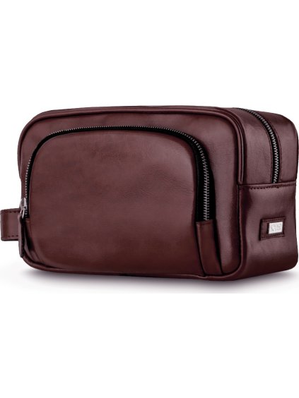 SOLIER Hnědá elegantní kosmetická taška