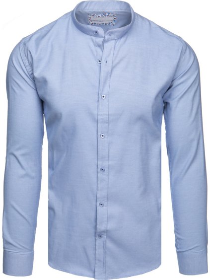 Pánská světle modrá ležérní košile se stojáčkem