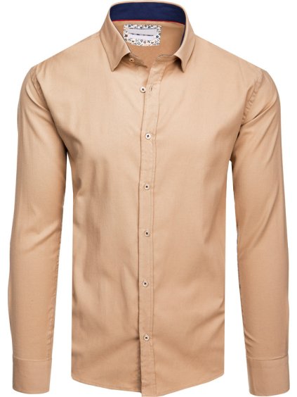 Pánská béžová košile s dlouhým rukávem