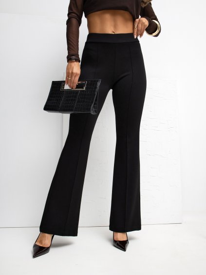 Dámské černé kalhoty s vysokým pasem