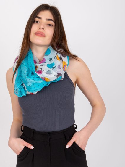 Modro-bílý šátek s potisky