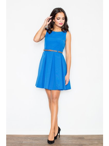 Safírové šaty se skládanou sukní