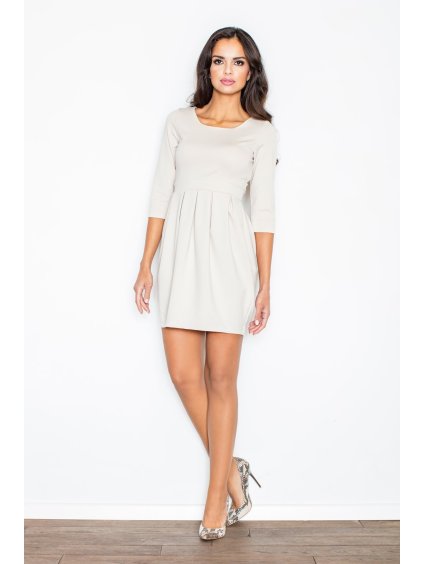 Béžové šaty do pasu