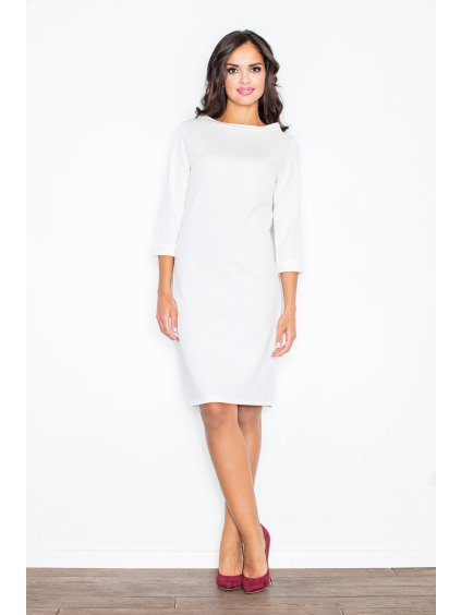 Smetanové šaty s dlouhými rukávy