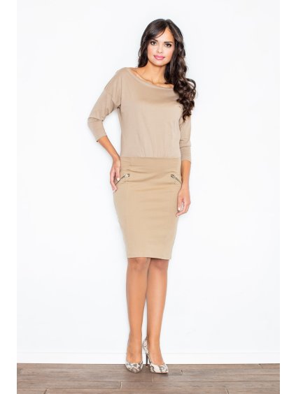 Béžové šaty s dekorativními zipy