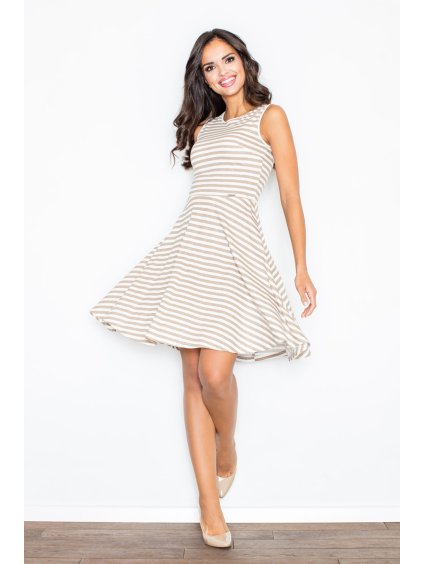 Béžové letní proužkované šaty