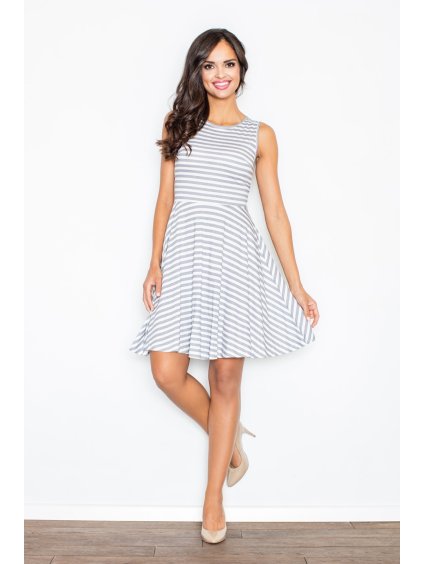 Šedé letní proužkované šaty