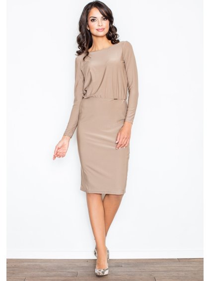 Béžové šaty s odhalenými zády