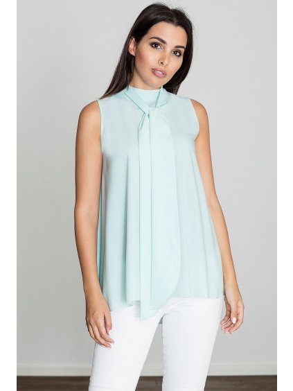 Elegantní mintová blůzka bez rukávů