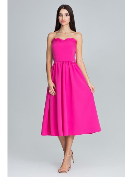 Fuchsiové šaty bez ramínek