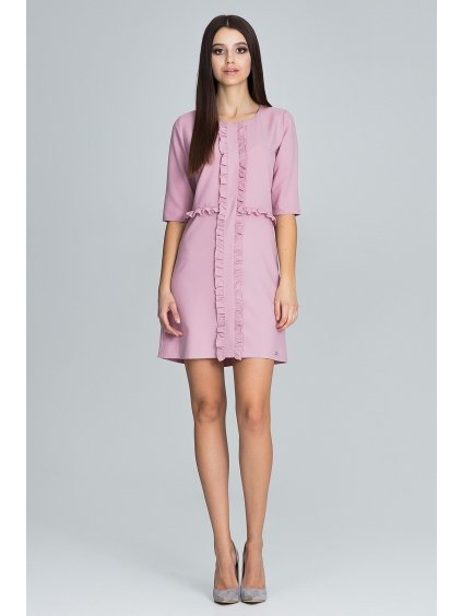 Růžové šaty s volánky