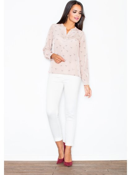 Hladká růžová košile s ptáky