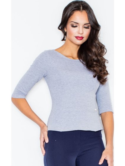 Šedá halenka s kulatým výstřihem