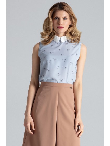 Světle modrá halenka s límečkem