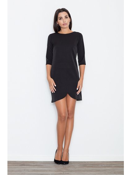 Dámské černé šaty s 3/4 rukávy