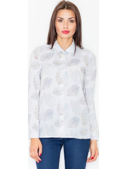 Dámská košile s potiskem listů ve smetanové barvě