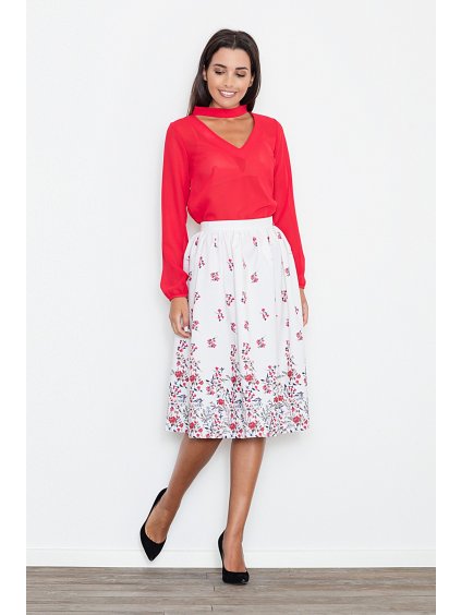 Dámská bílá sukně s květinami