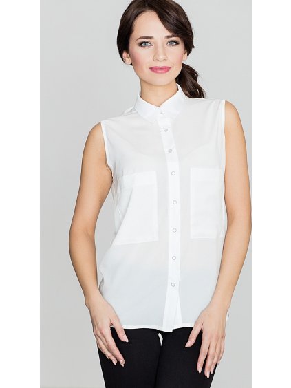 Dámská halenka bez rukávů ve smetanové barvě