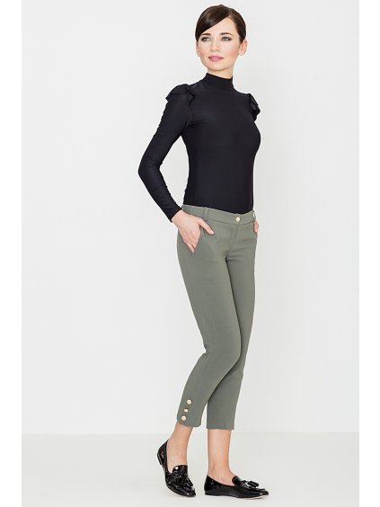 Dámské olivově zelené kalhoty