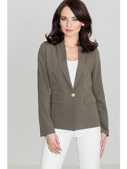 Dámské olivově zelené sako ve volném střihu
