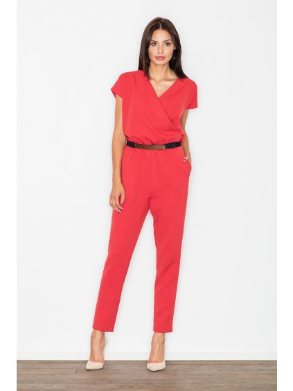 Overal s obálkovým výstřihem M397 Red (Velikost L)