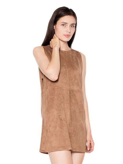 Semišové hnědé šaty VT071 Brown
