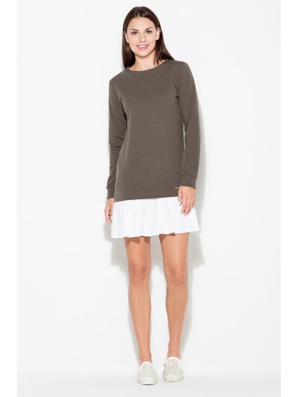 Dámské šaty s bavlněným topem K451 Olive