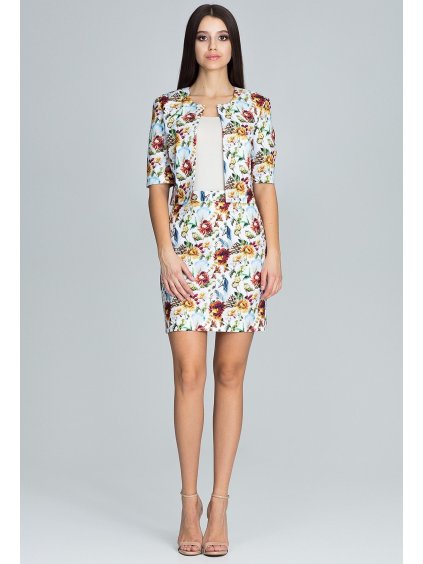 Dámský květinový set saka a sukně M591