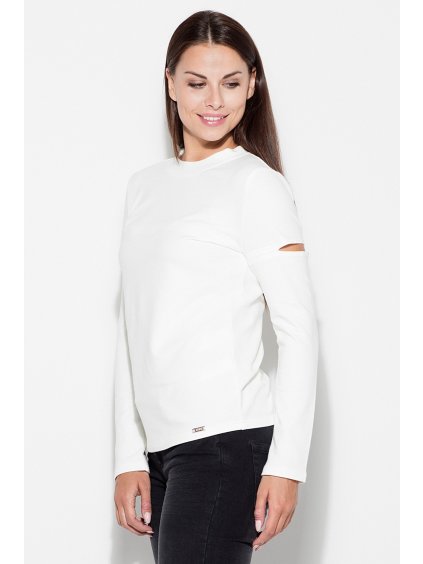 Smetanové tričko s výkrojkem na rameni K339 Ecru