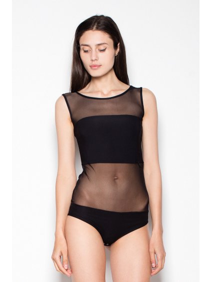 Černé body se síťovanými partiemi VT017 Black (Velikost L)