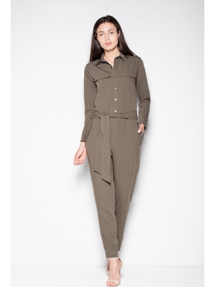 Overal s knoflíky VT020 Olive green (Velikost L)