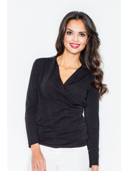 Černý svetr s překládaným výstřihem M247 Black