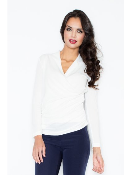 Smetanový svetr s překládaným výstřihem M247 Ecru