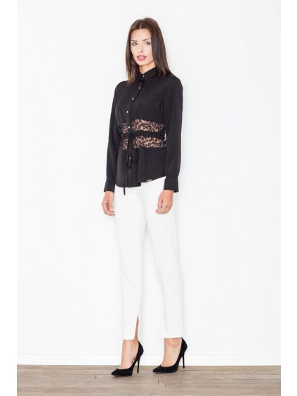 Smetanové kalhoty s rozparkem M474 Ecru