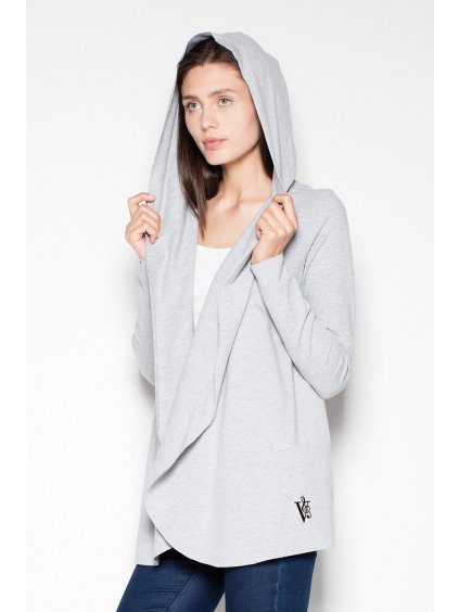 Šedý kardigan s kapucí