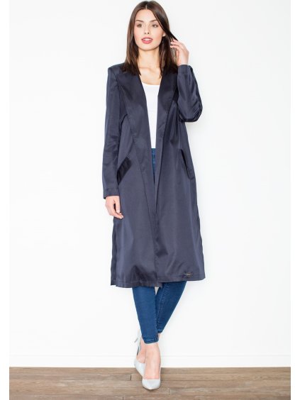 Dlouhý tmavě modrý lehoučký kabátek