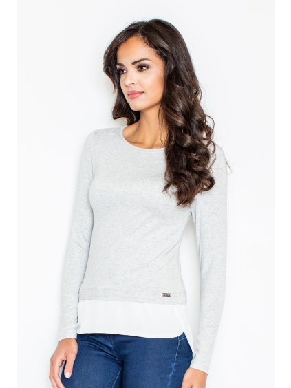 Světle šedá halenka s prodlouženou spodní částí M374 Light grey