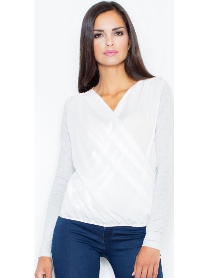 Dámská halenka se světle šedými rukávy M375 Light grey