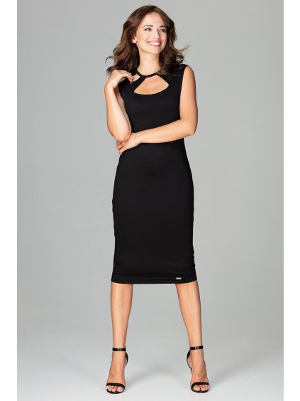 Pouzdrové šaty s výkrojky ve výstřihu K475 Black