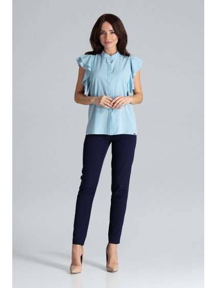 Modrá halenka s krátkým rukávem K482 Light Blue