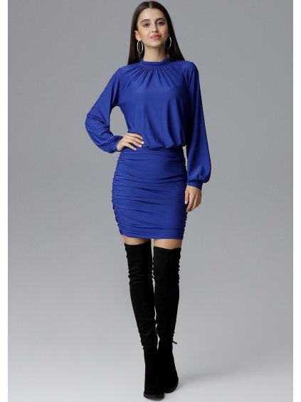 Modré šaty s volánkem M635 Sapphire