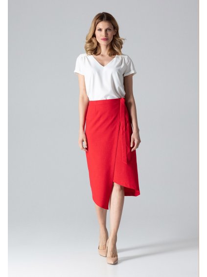 Červená skládaná sukně M629 Red