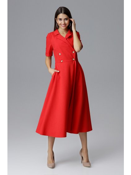 Červené delší šaty M632 Red