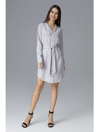 Šedé šaty ve stylu košile M630 Grey