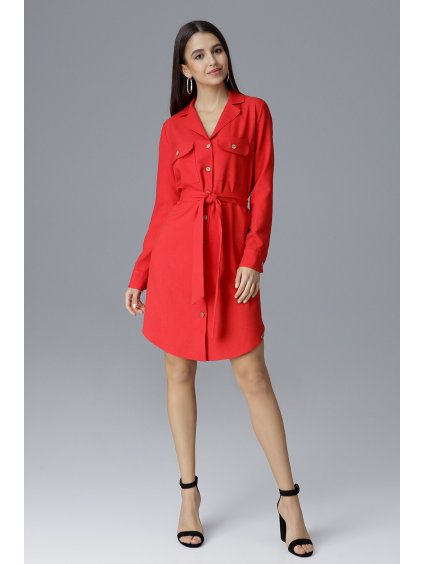 Červené šaty ve stylu košile M630 Red
