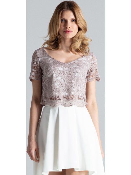 Béžovo-smetanová Souprava s krajkovým topem