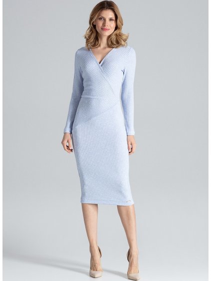 Modré pletené šaty M637 Light Blue