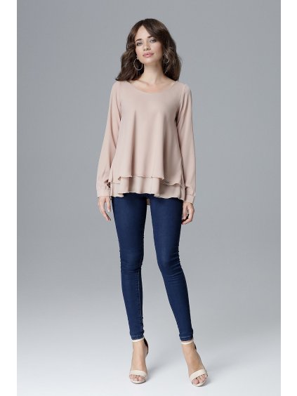 Béžová blůza s volánky